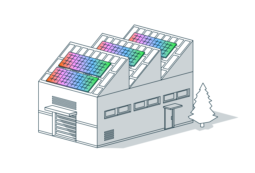 Ilustración de industria con placas solares